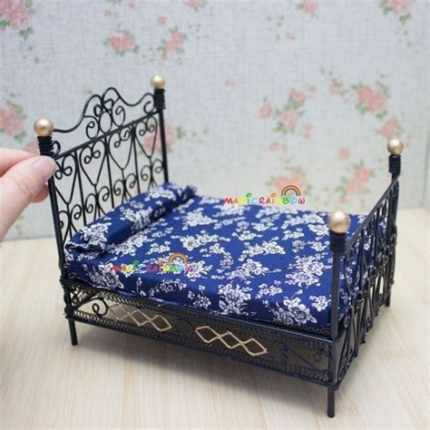 dolls house metal bed|dollhouse miniature beds.